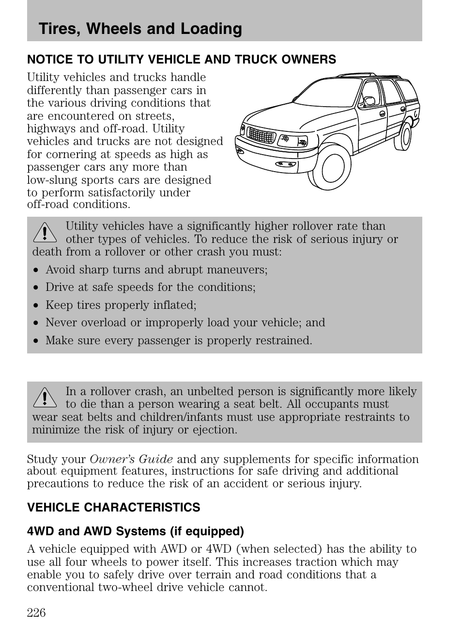 Tires, wheels and loading | FORD 2008 Explorer v.3 User Manual | Page 226 / 400