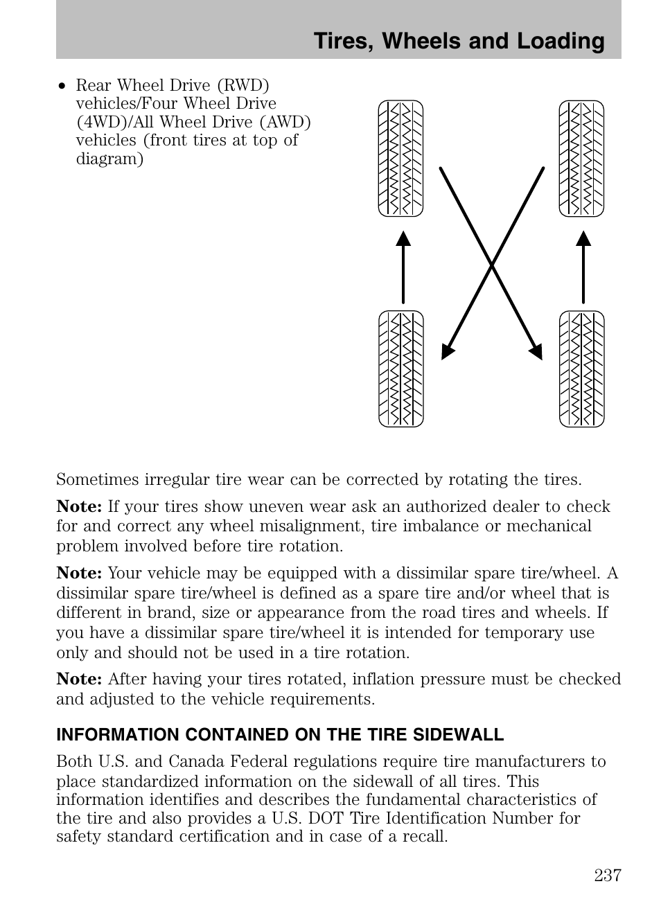Tires, wheels and loading | FORD 2008 Explorer v.3 User Manual | Page 237 / 400