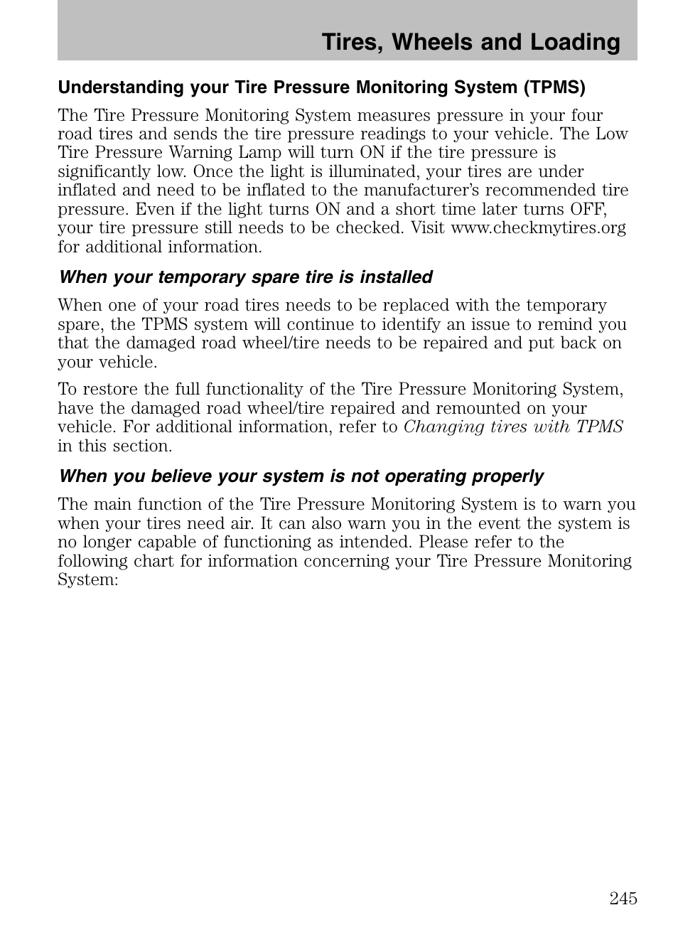 Tires, wheels and loading | FORD 2008 Explorer v.3 User Manual | Page 245 / 400