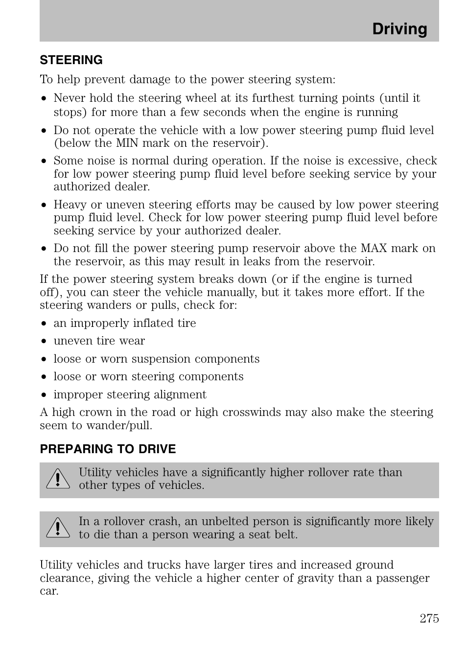 Driving | FORD 2008 Explorer v.3 User Manual | Page 275 / 400