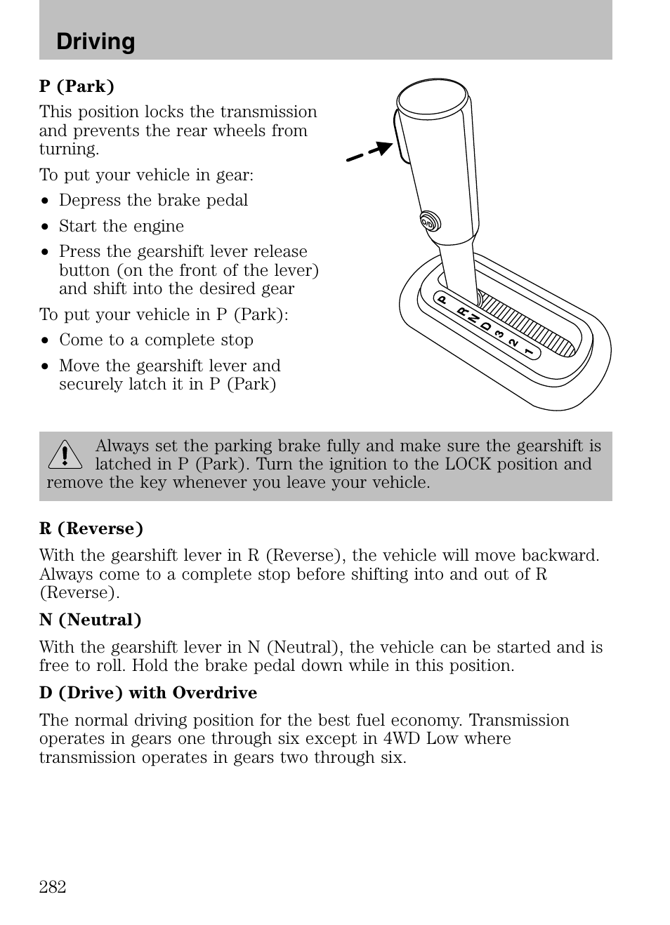 Driving | FORD 2008 Explorer v.3 User Manual | Page 282 / 400