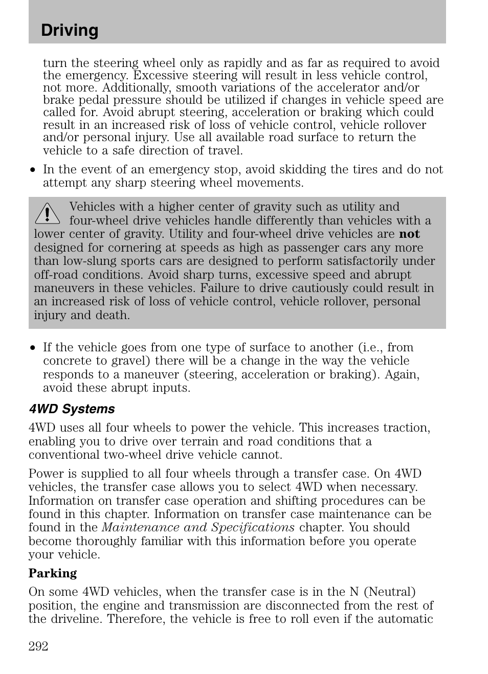 Driving | FORD 2008 Explorer v.3 User Manual | Page 292 / 400