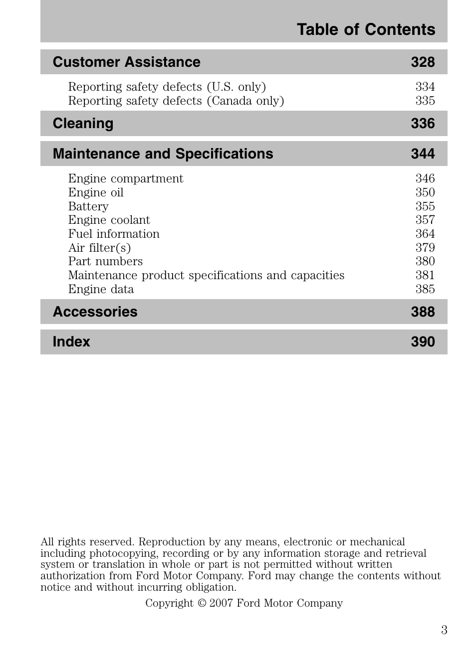 FORD 2008 Explorer v.3 User Manual | Page 3 / 400