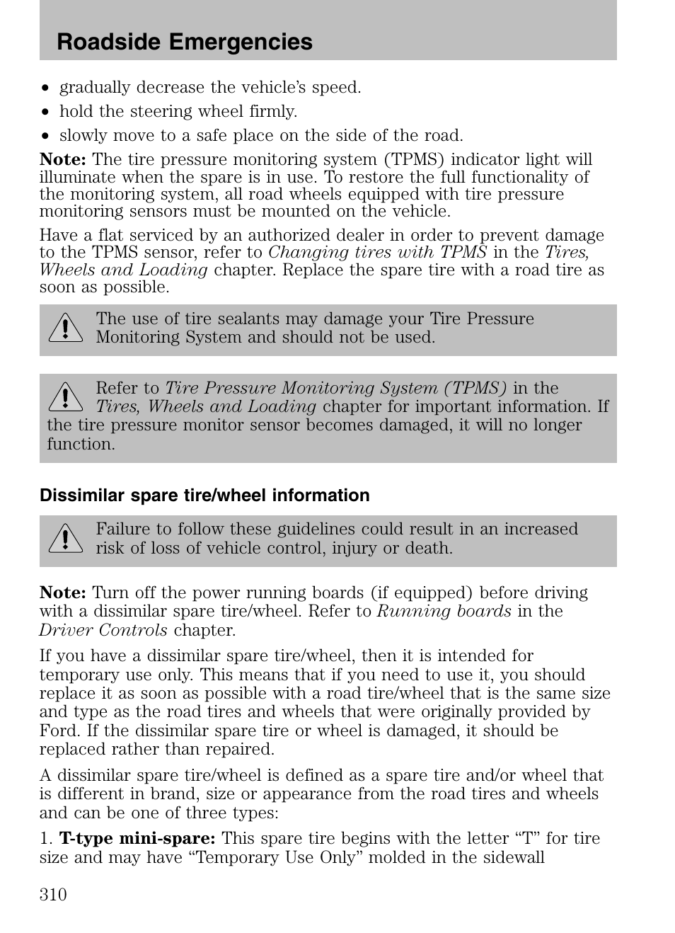Roadside emergencies | FORD 2008 Explorer v.3 User Manual | Page 310 / 400