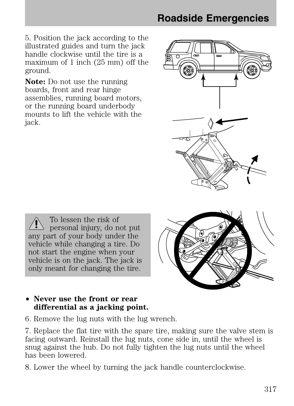 Roadside emergencies | FORD 2008 Explorer v.3 User Manual | Page 317 / 400