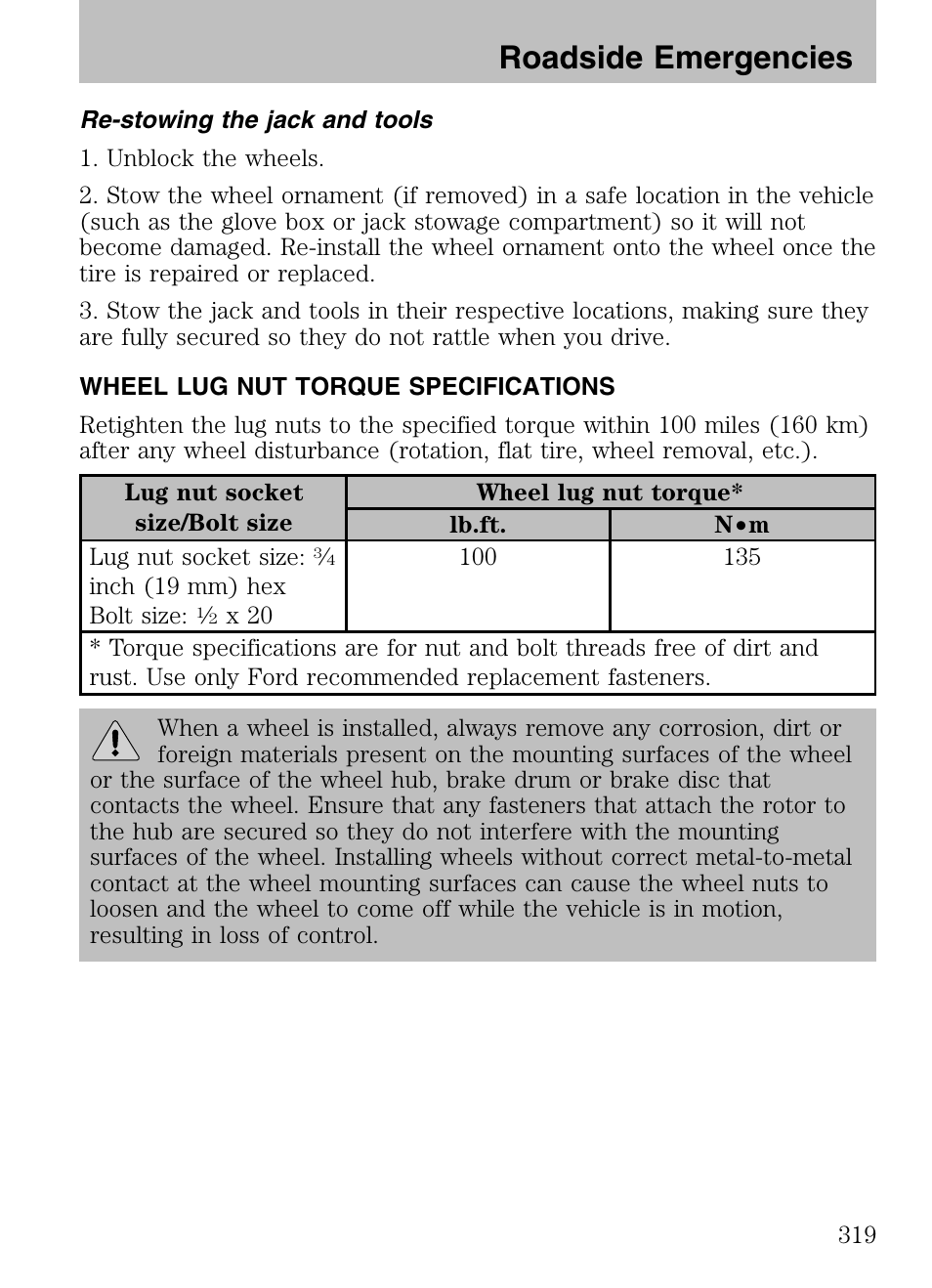 Roadside emergencies | FORD 2008 Explorer v.3 User Manual | Page 319 / 400