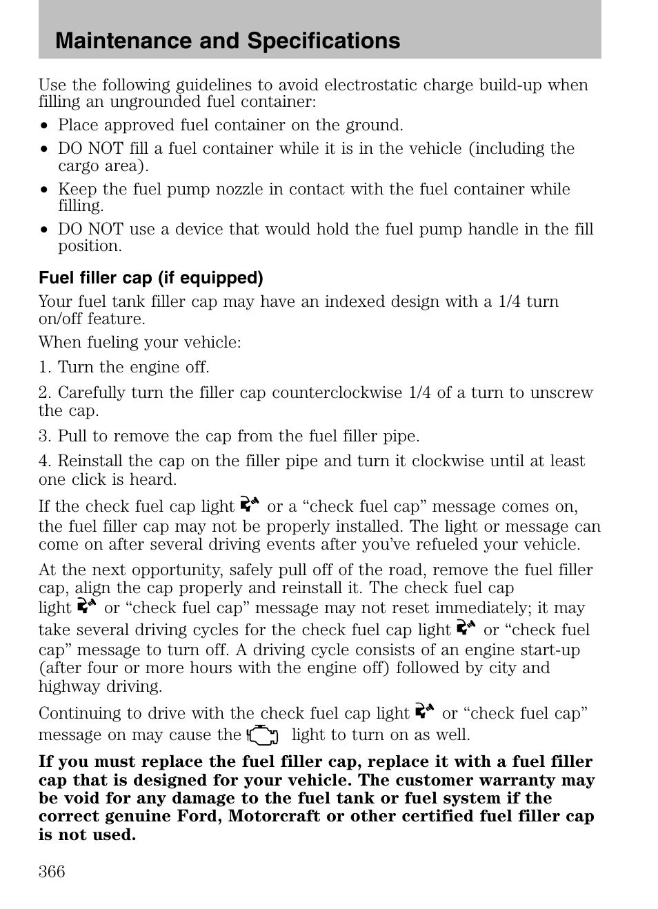 Maintenance and specifications | FORD 2008 Explorer v.3 User Manual | Page 366 / 400