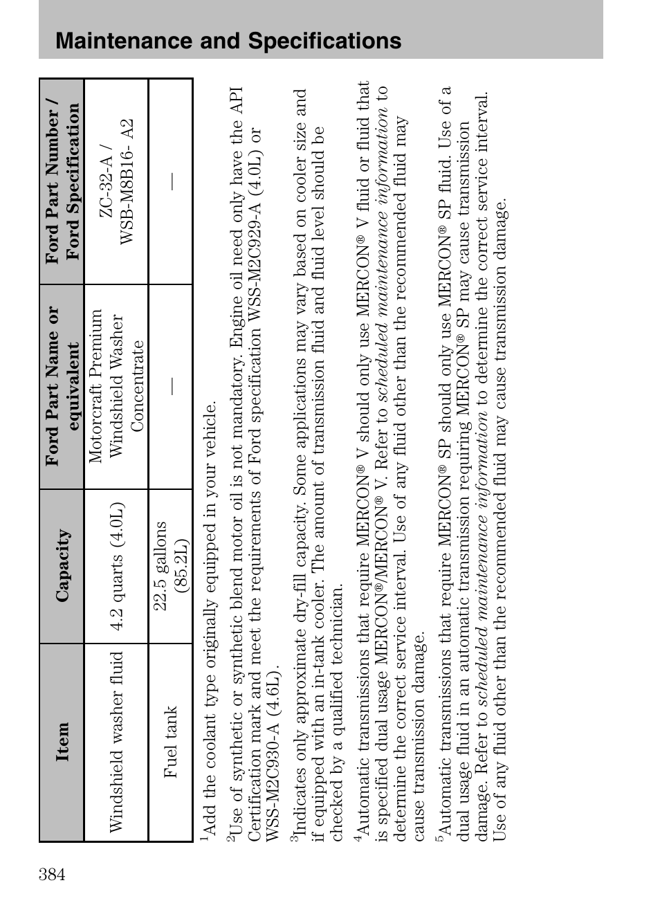 Maintenance and specifications | FORD 2008 Explorer v.3 User Manual | Page 384 / 400