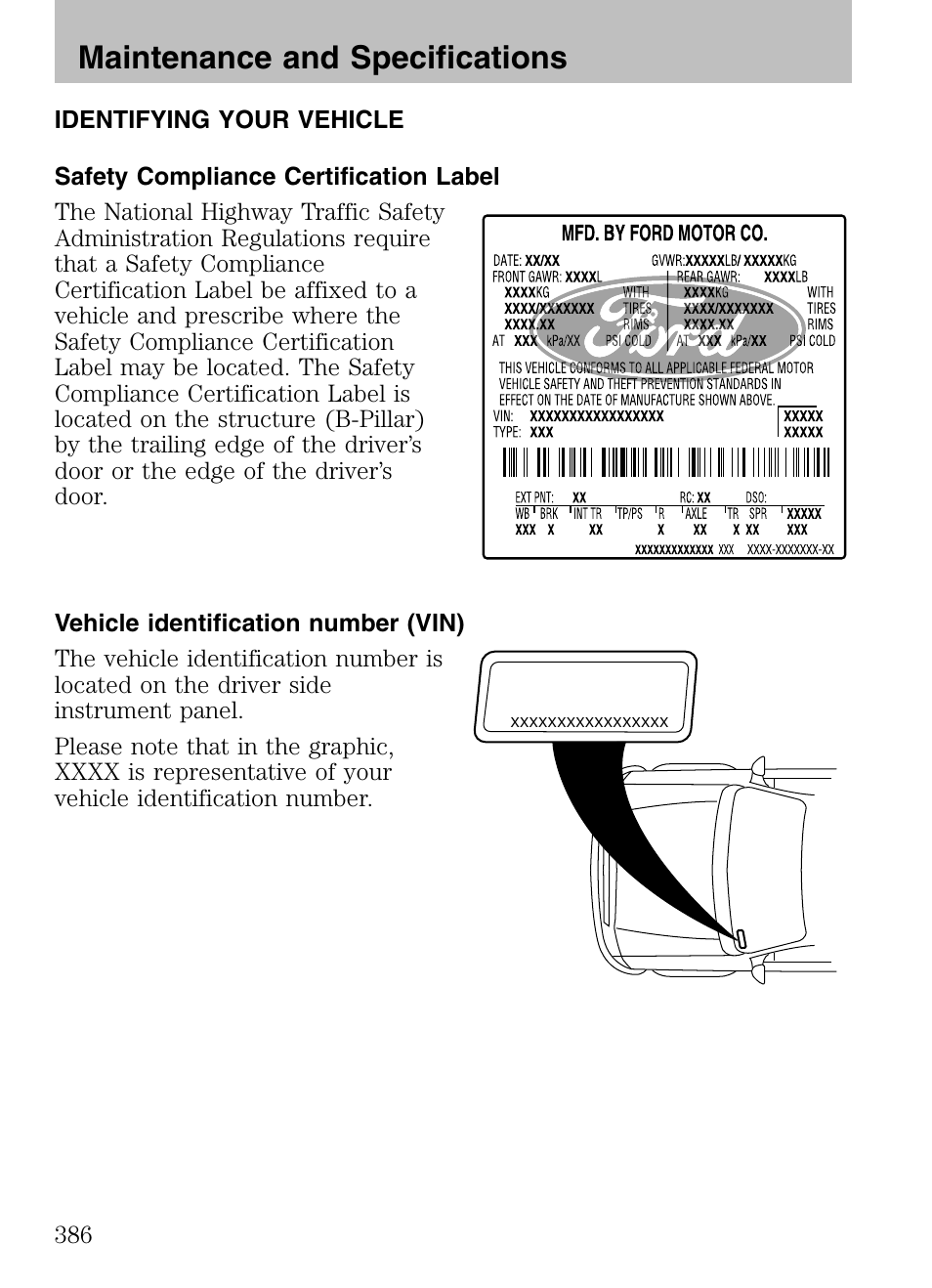 Maintenance and specifications | FORD 2008 Explorer v.3 User Manual | Page 386 / 400