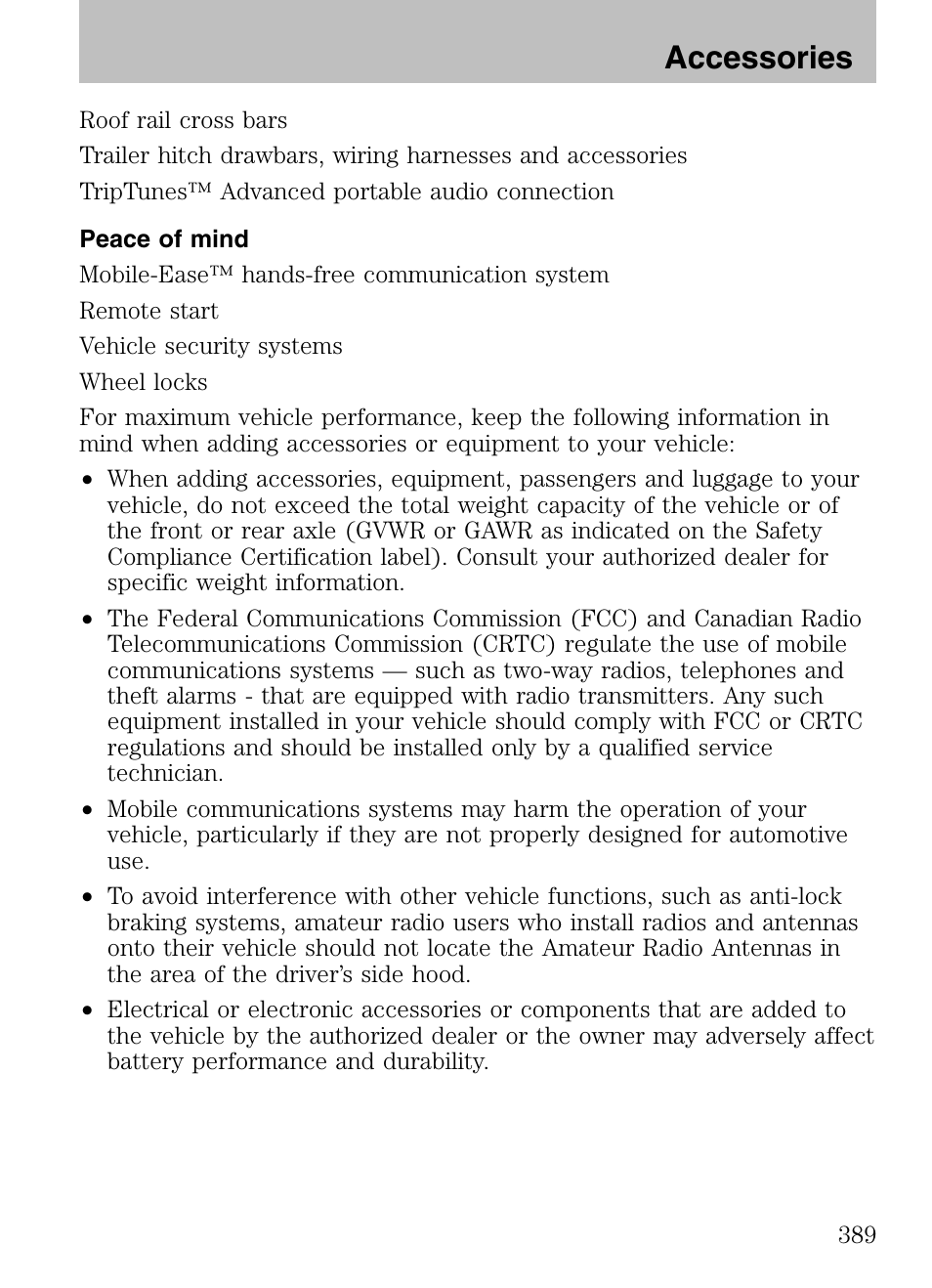 Accessories | FORD 2008 Explorer v.3 User Manual | Page 389 / 400