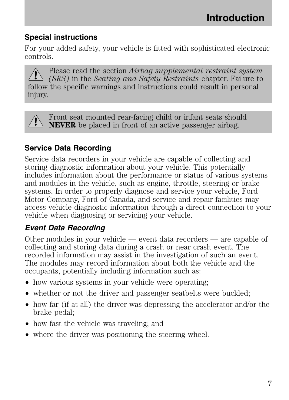 Introduction | FORD 2008 Explorer v.3 User Manual | Page 7 / 400