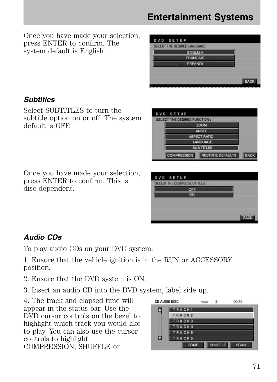 Entertainment systems | FORD 2008 Explorer v.3 User Manual | Page 71 / 400