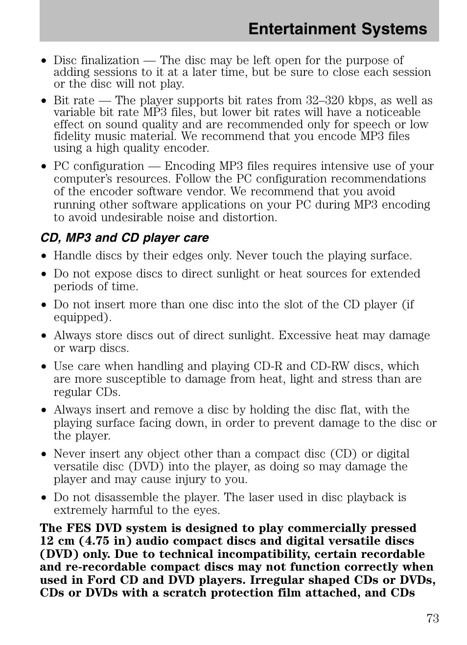 Entertainment systems | FORD 2008 Explorer v.3 User Manual | Page 73 / 400
