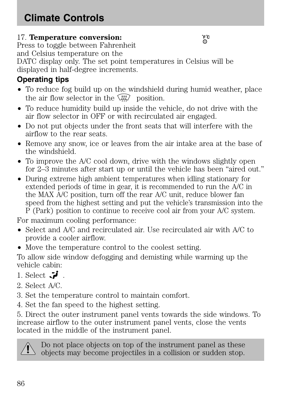 Climate controls | FORD 2008 Explorer v.3 User Manual | Page 86 / 400