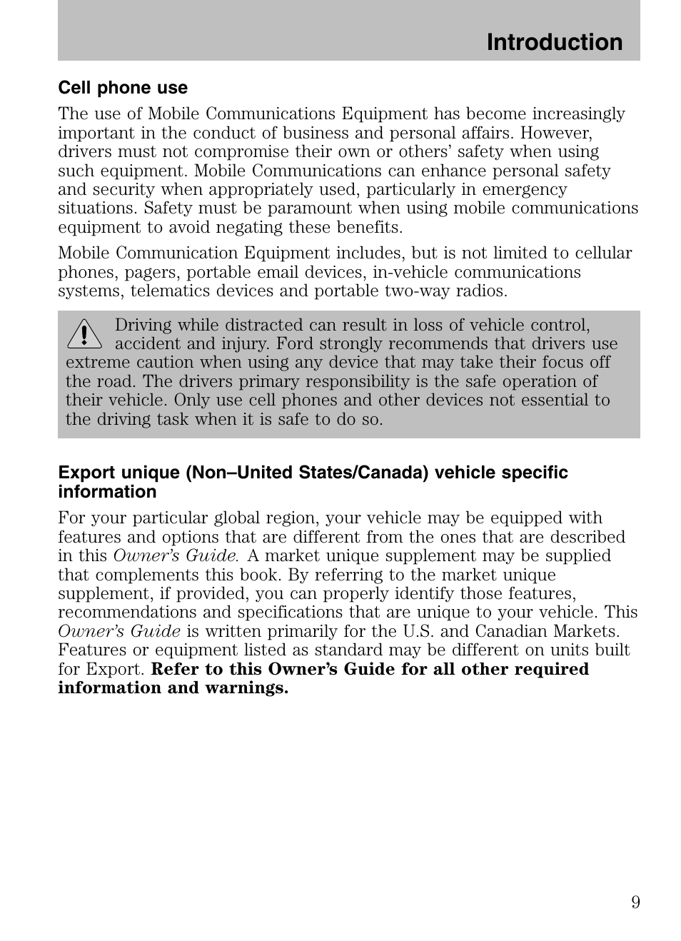 Introduction | FORD 2008 Explorer v.3 User Manual | Page 9 / 400