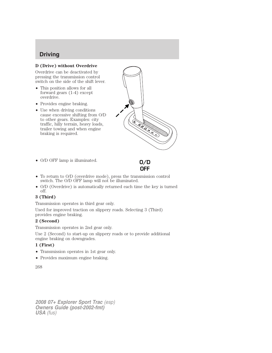Driving | FORD 2008 Explorer Sport Trac v.1 User Manual | Page 268 / 368