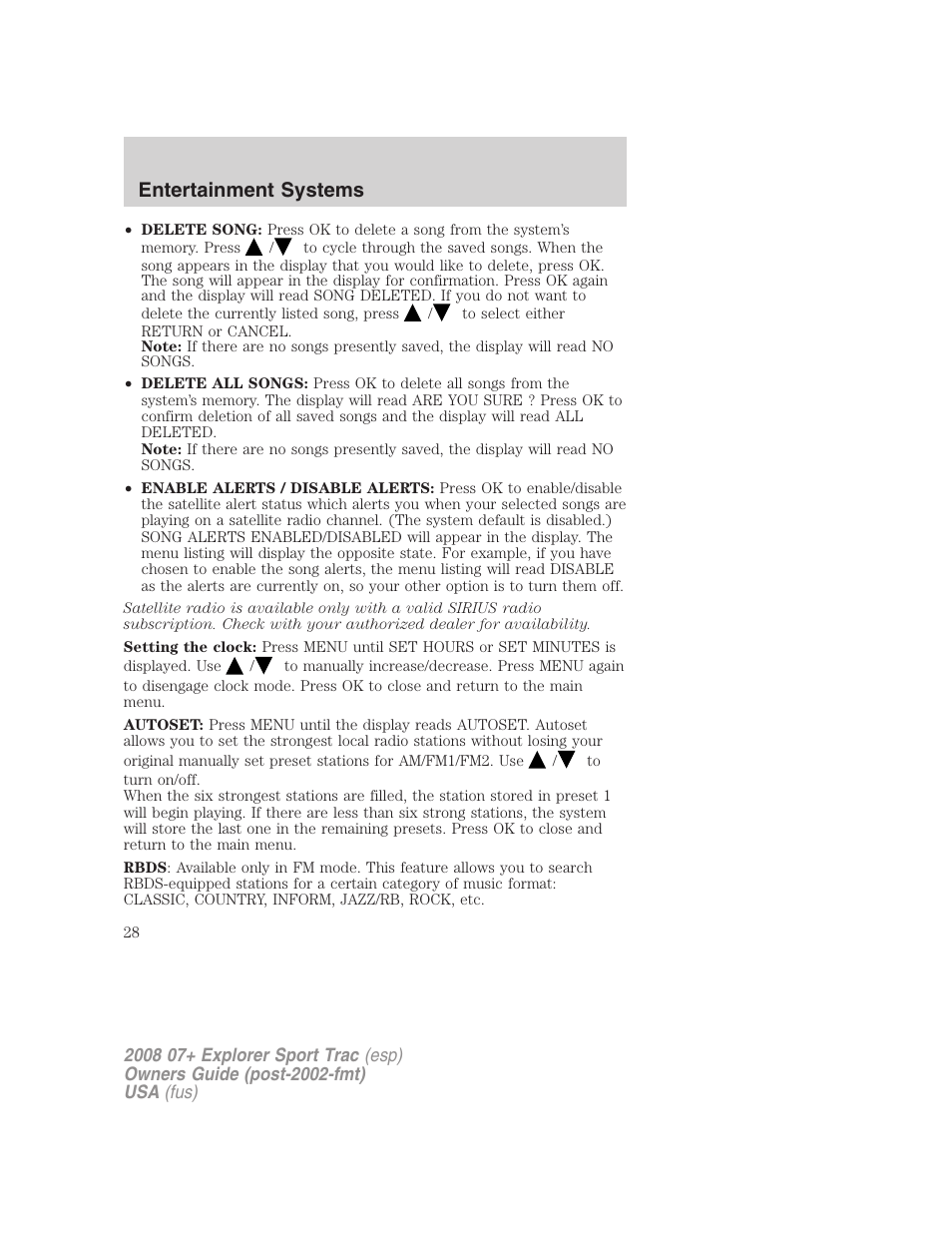 Entertainment systems | FORD 2008 Explorer Sport Trac v.1 User Manual | Page 28 / 368