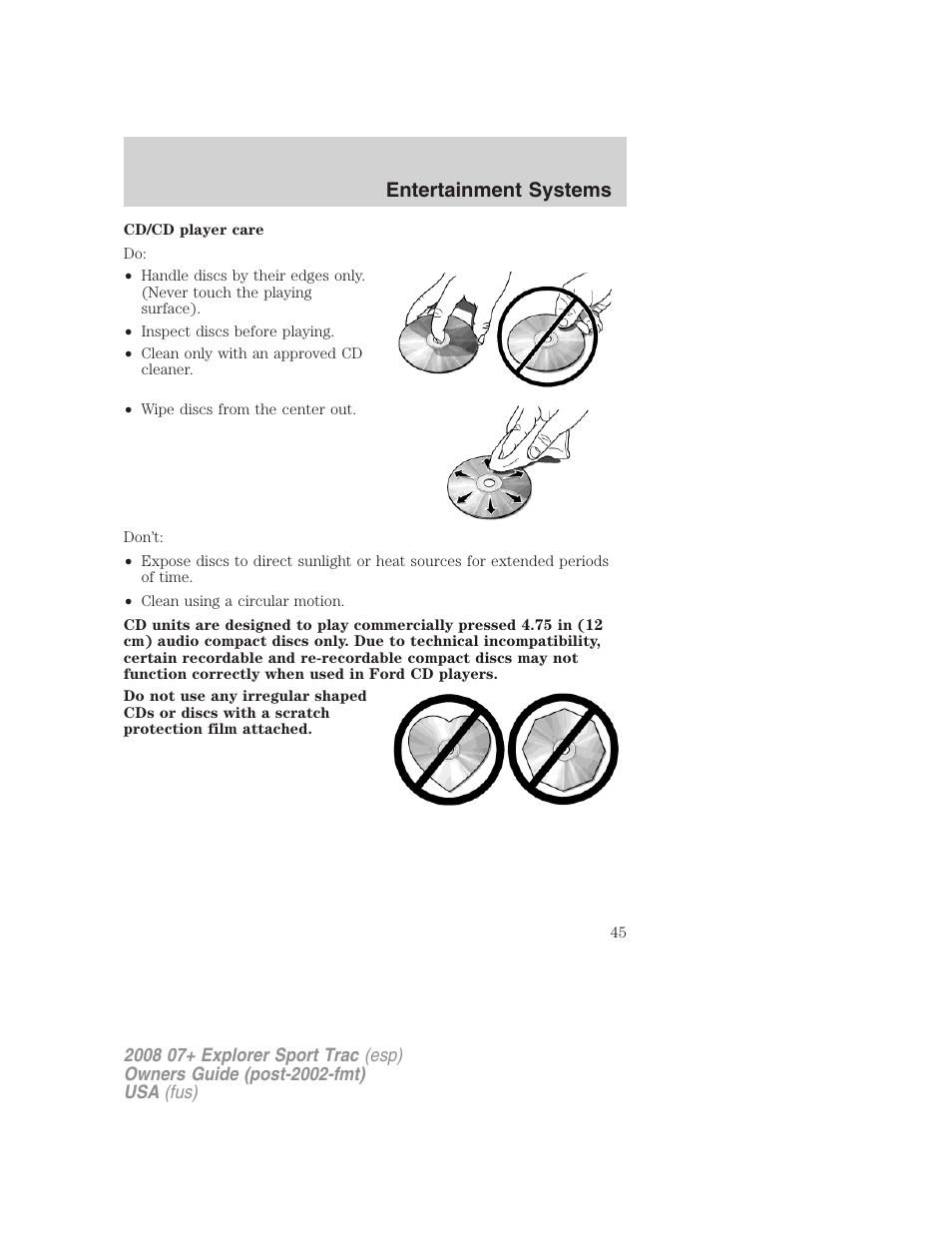 Entertainment systems | FORD 2008 Explorer Sport Trac v.1 User Manual | Page 45 / 368