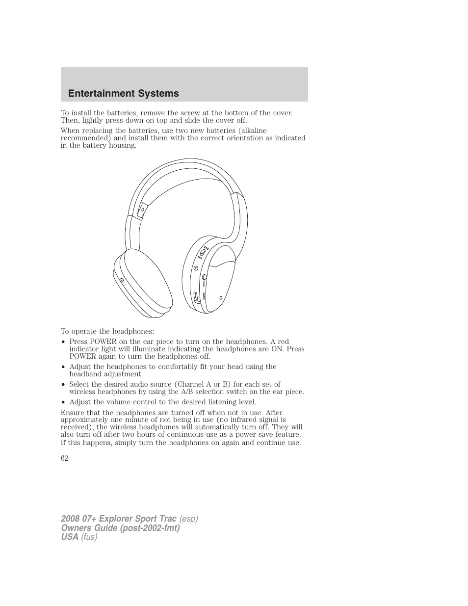 Entertainment systems | FORD 2008 Explorer Sport Trac v.1 User Manual | Page 62 / 368