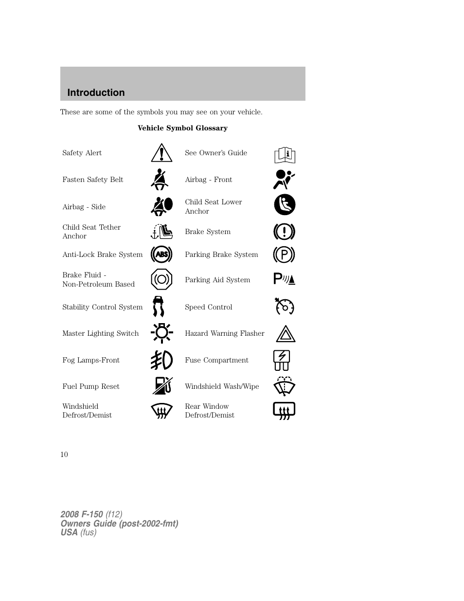 Introduction | FORD 2008 F-150 v.1 User Manual | Page 10 / 400