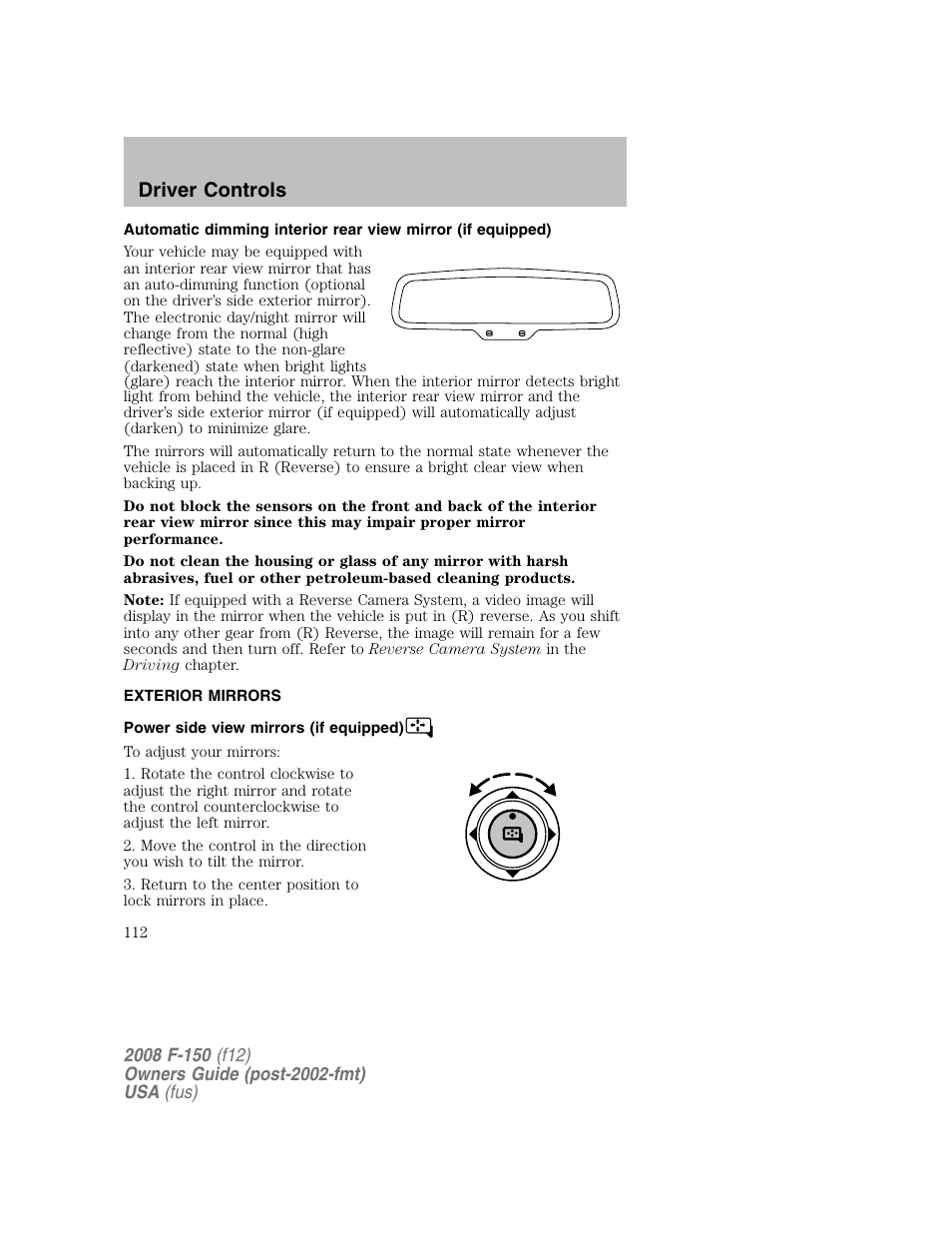 Driver controls | FORD 2008 F-150 v.1 User Manual | Page 112 / 400