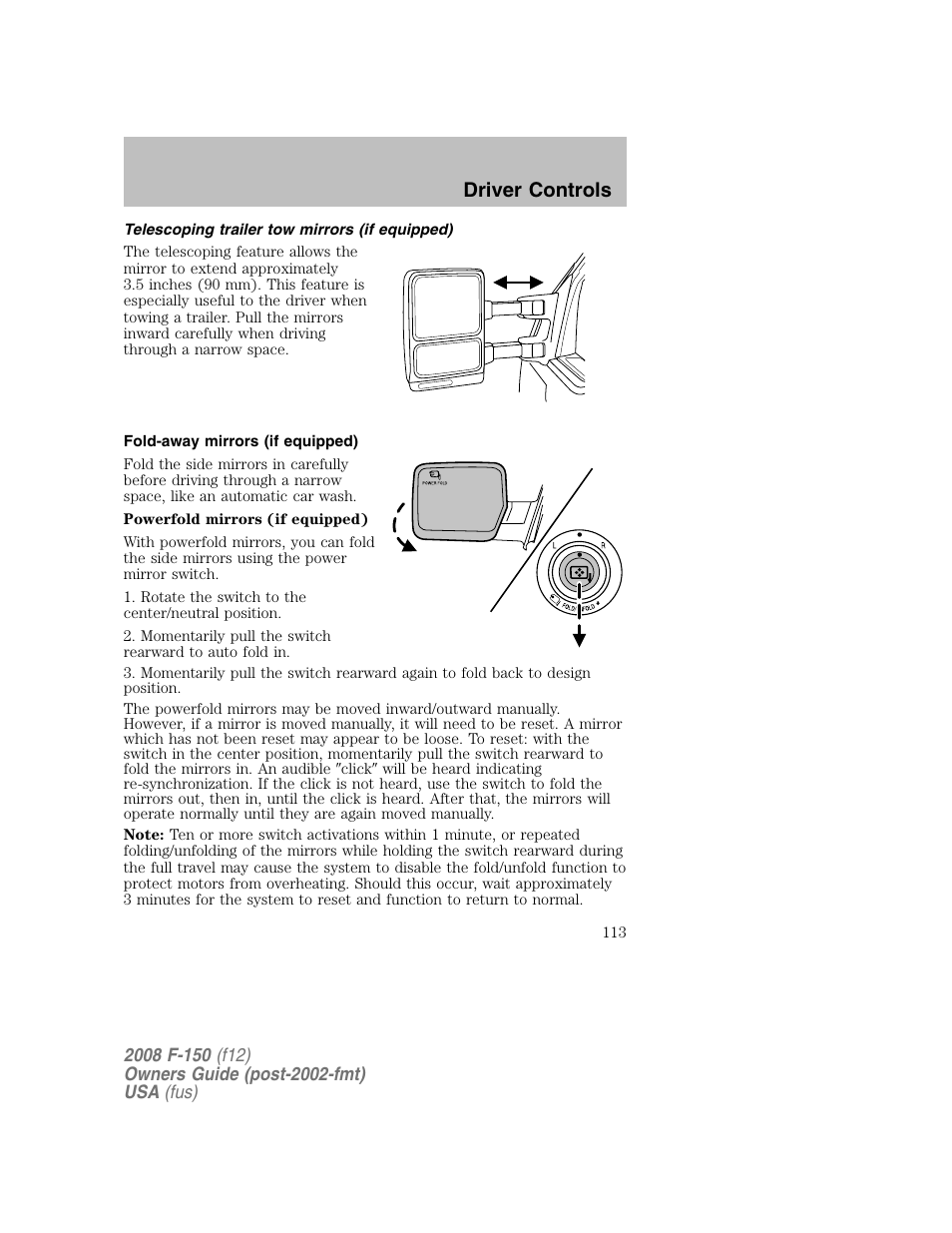 Driver controls | FORD 2008 F-150 v.1 User Manual | Page 113 / 400