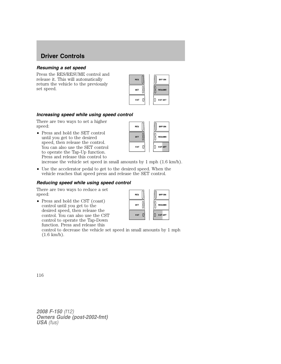 Driver controls | FORD 2008 F-150 v.1 User Manual | Page 116 / 400