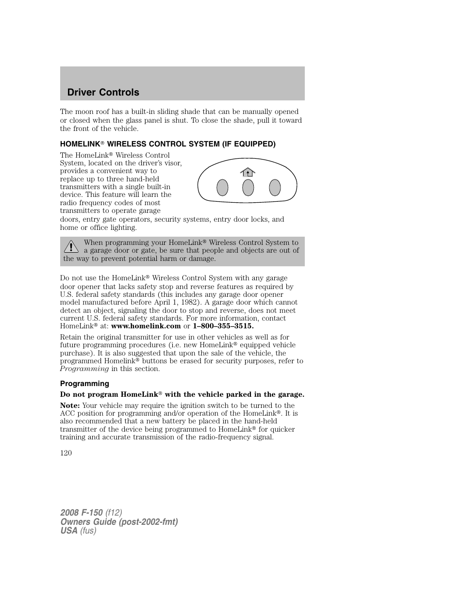 Driver controls | FORD 2008 F-150 v.1 User Manual | Page 120 / 400