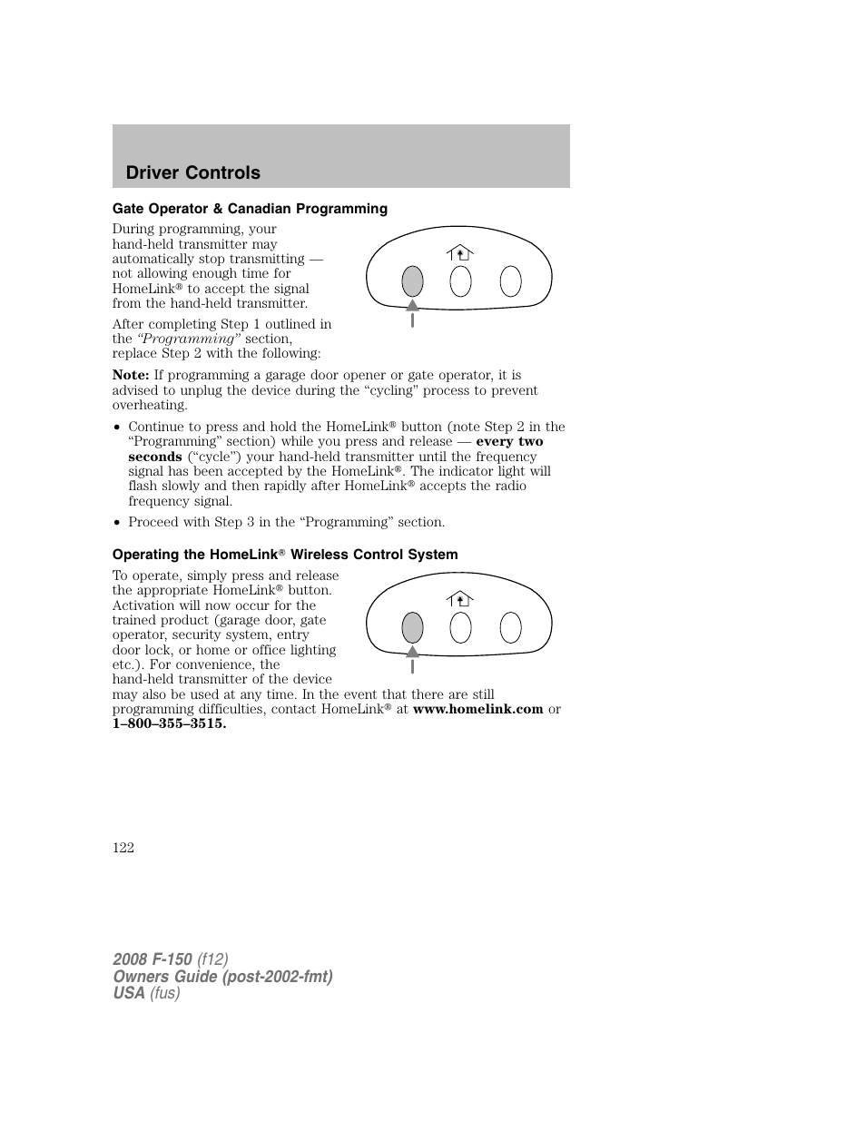 Driver controls | FORD 2008 F-150 v.1 User Manual | Page 122 / 400