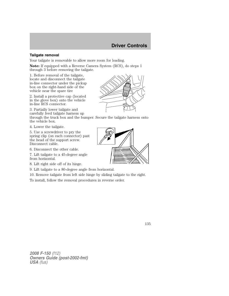 Driver controls | FORD 2008 F-150 v.1 User Manual | Page 135 / 400