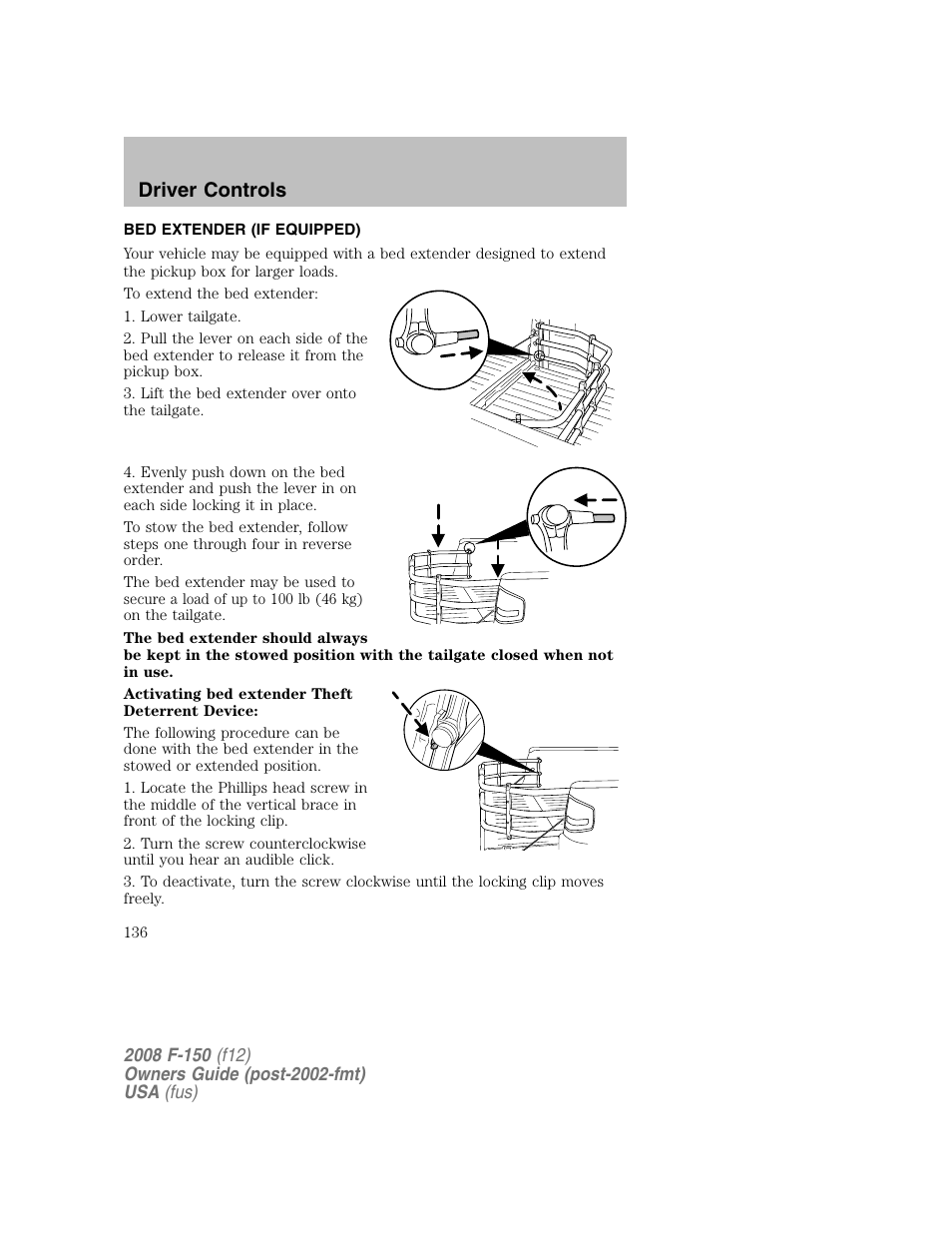 Driver controls | FORD 2008 F-150 v.1 User Manual | Page 136 / 400