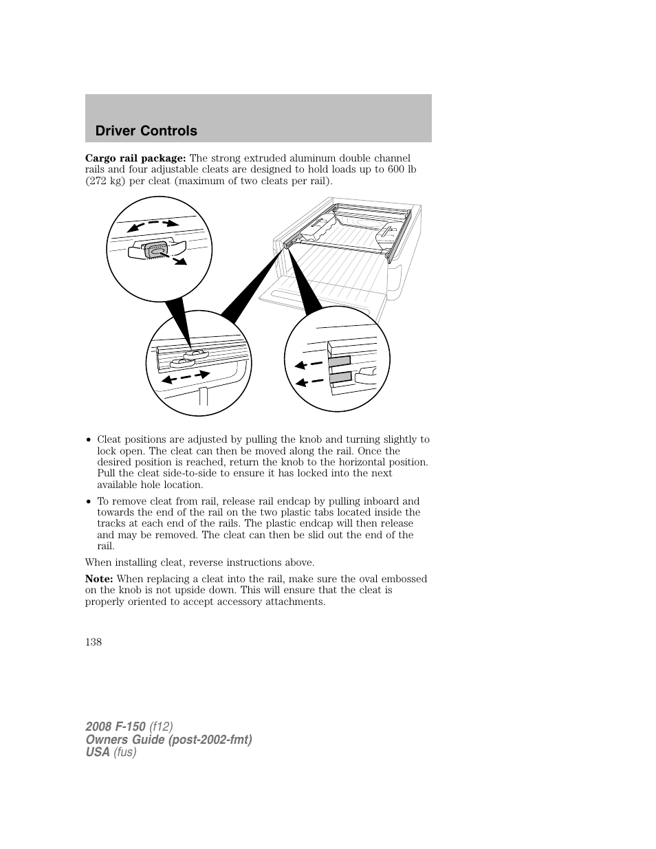 Driver controls | FORD 2008 F-150 v.1 User Manual | Page 138 / 400