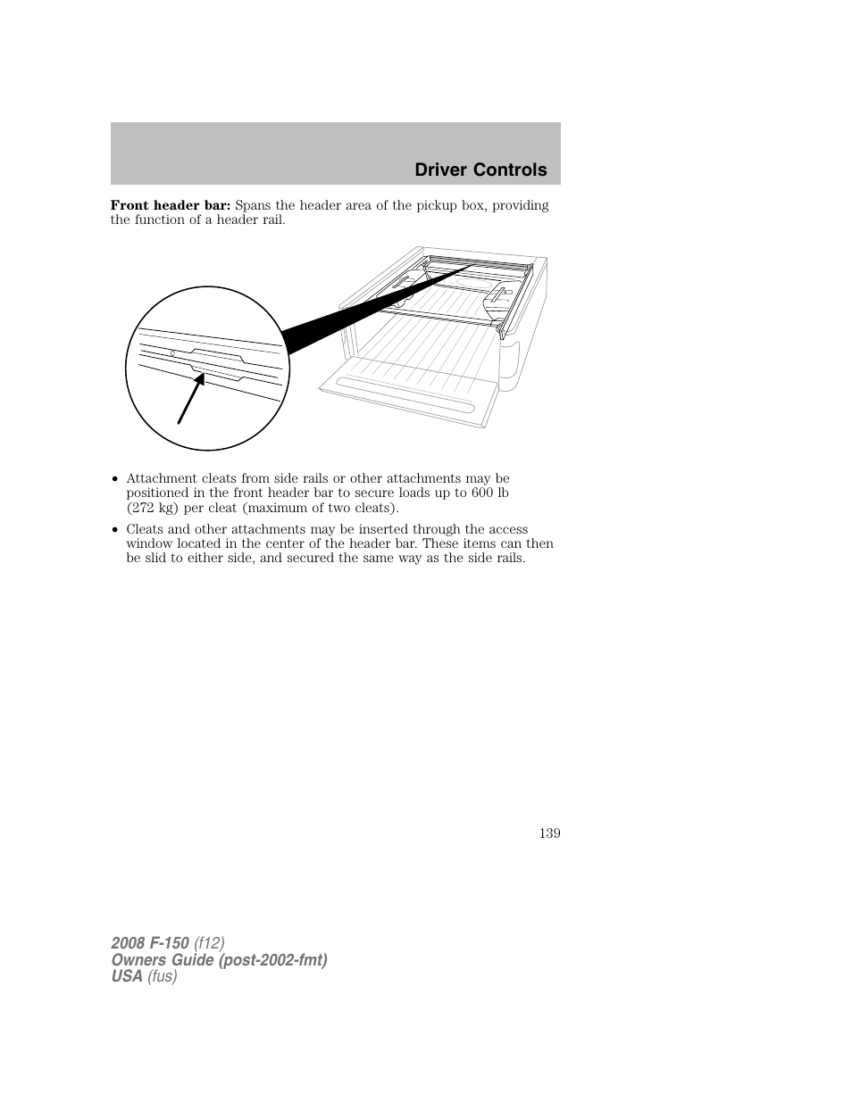 Driver controls | FORD 2008 F-150 v.1 User Manual | Page 139 / 400