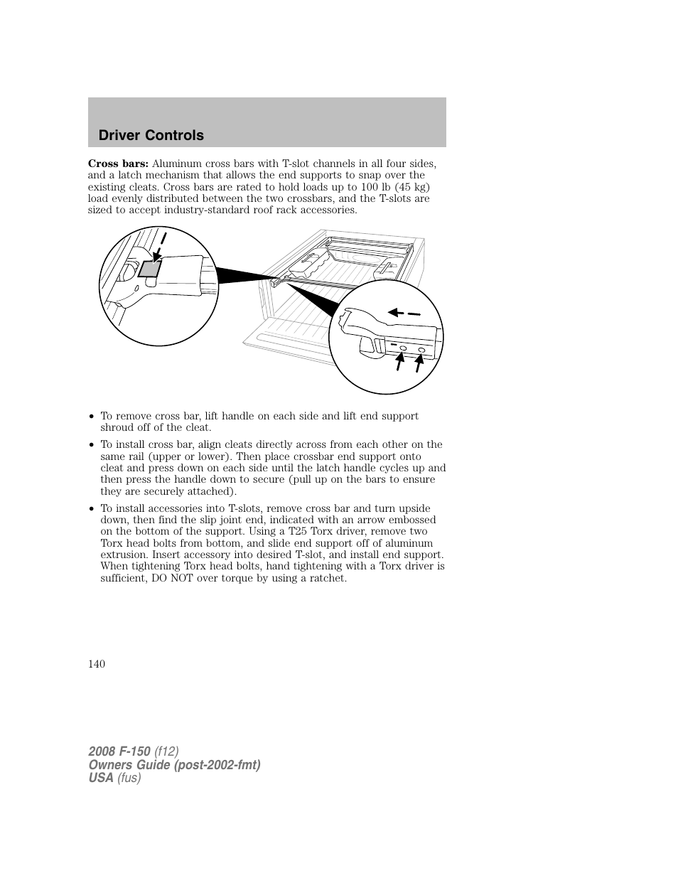 Driver controls | FORD 2008 F-150 v.1 User Manual | Page 140 / 400