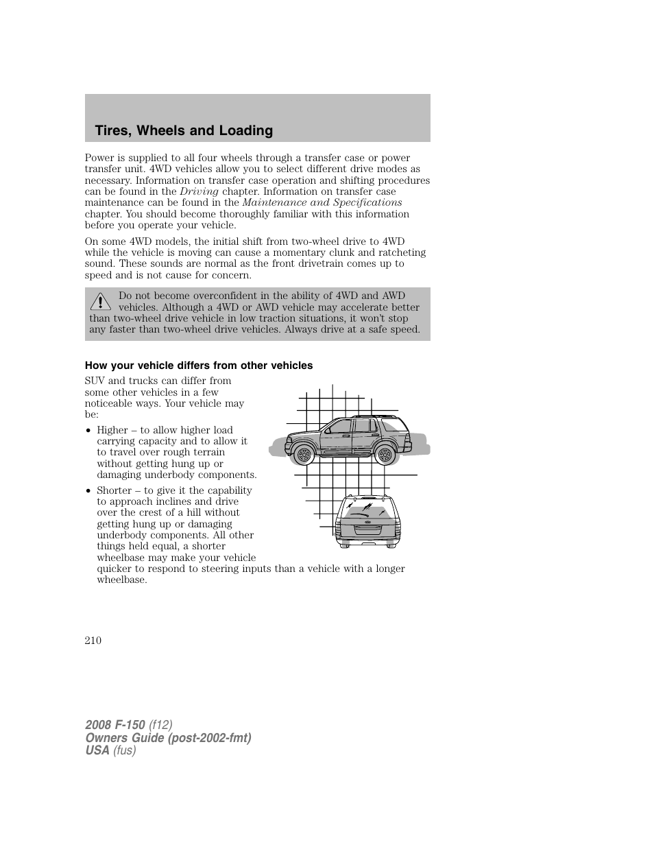 Tires, wheels and loading | FORD 2008 F-150 v.1 User Manual | Page 210 / 400