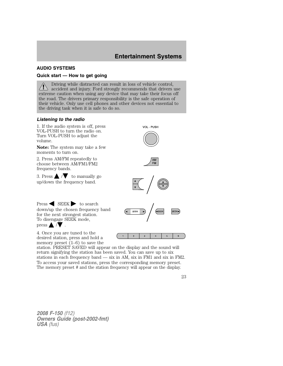 Entertainment systems | FORD 2008 F-150 v.1 User Manual | Page 23 / 400