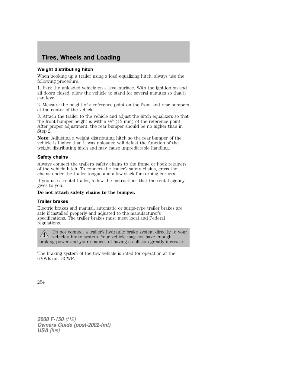 Tires, wheels and loading | FORD 2008 F-150 v.1 User Manual | Page 254 / 400