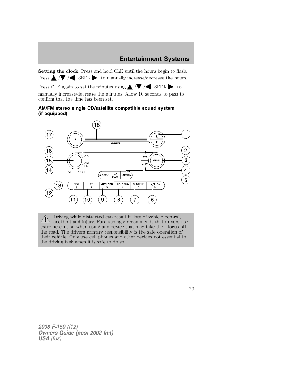 Entertainment systems | FORD 2008 F-150 v.1 User Manual | Page 29 / 400