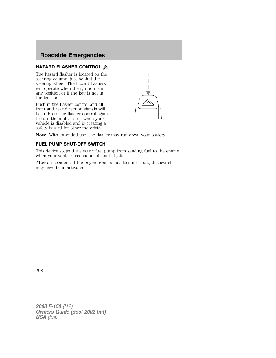 Roadside emergencies | FORD 2008 F-150 v.1 User Manual | Page 298 / 400