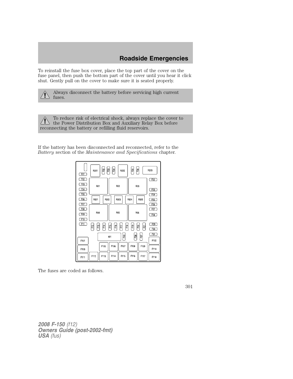 Roadside emergencies | FORD 2008 F-150 v.1 User Manual | Page 301 / 400