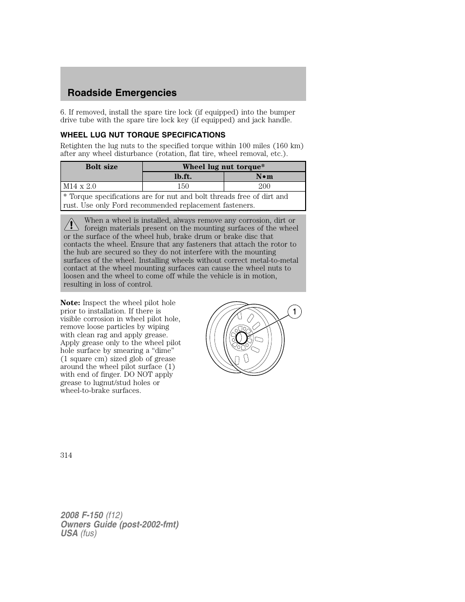 Roadside emergencies | FORD 2008 F-150 v.1 User Manual | Page 314 / 400