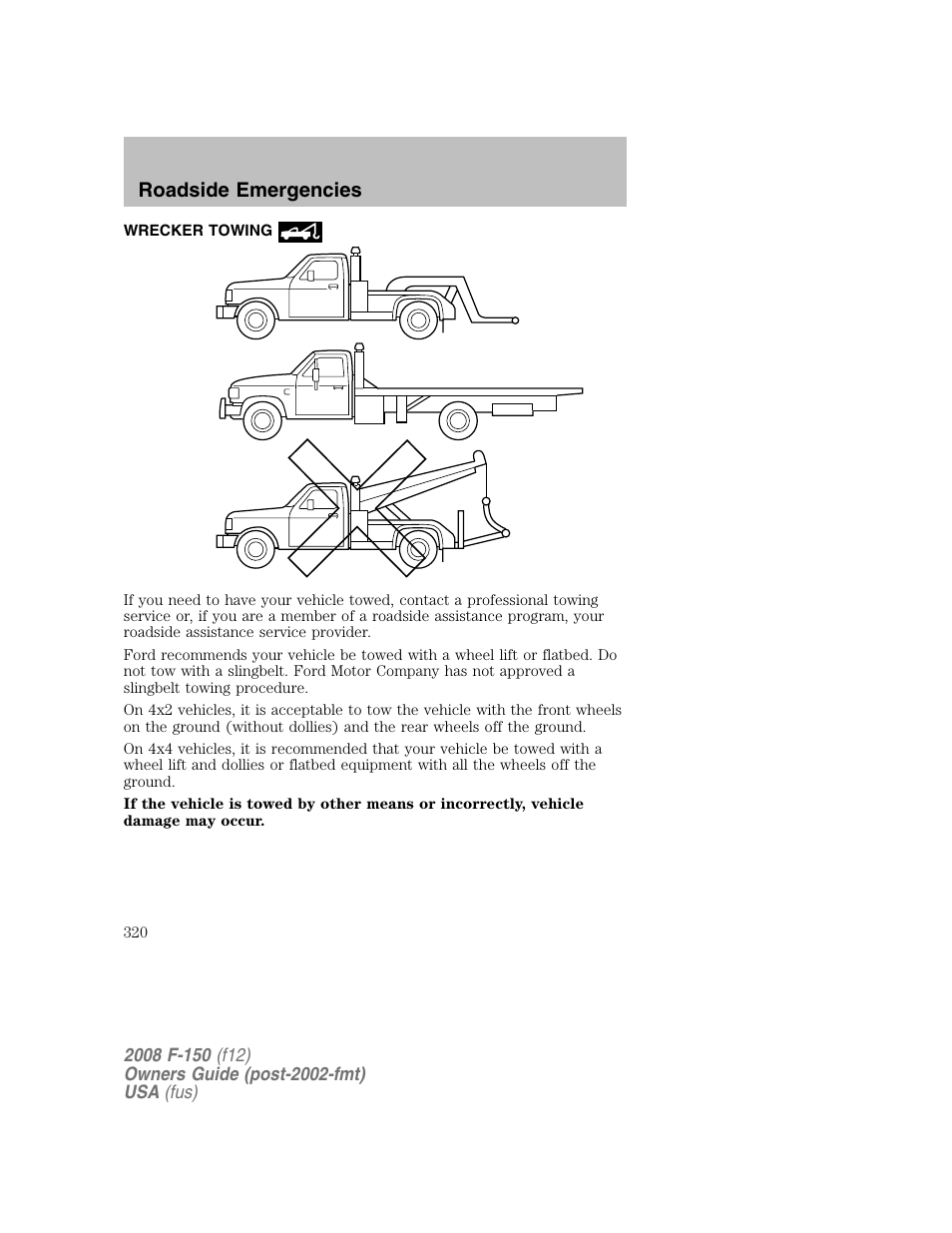 Roadside emergencies | FORD 2008 F-150 v.1 User Manual | Page 320 / 400