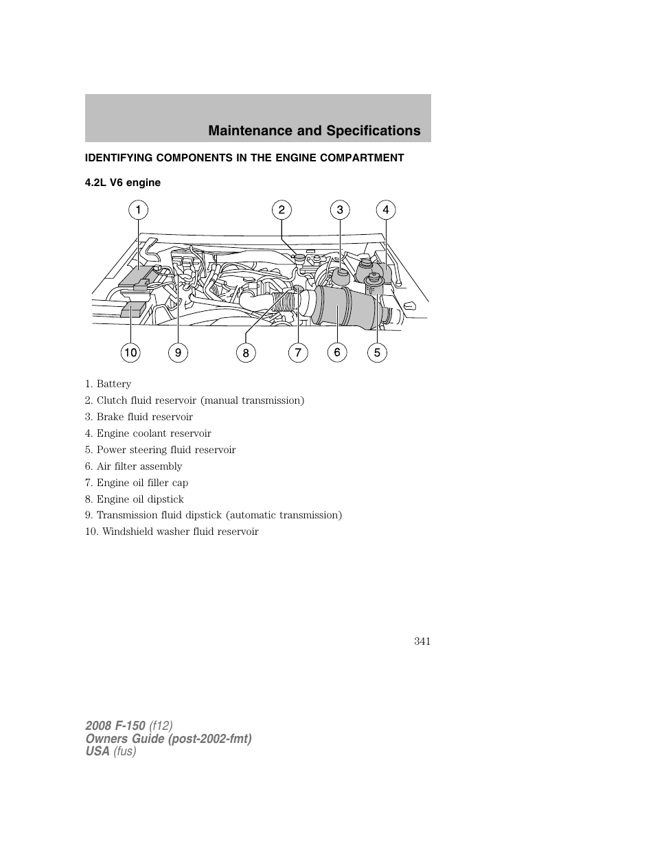 Maintenance and specifications | FORD 2008 F-150 v.1 User Manual | Page 341 / 400