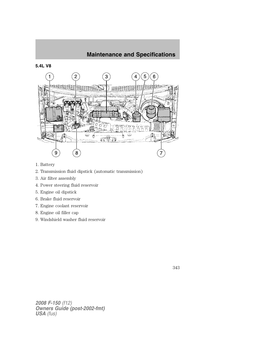 Maintenance and specifications | FORD 2008 F-150 v.1 User Manual | Page 343 / 400