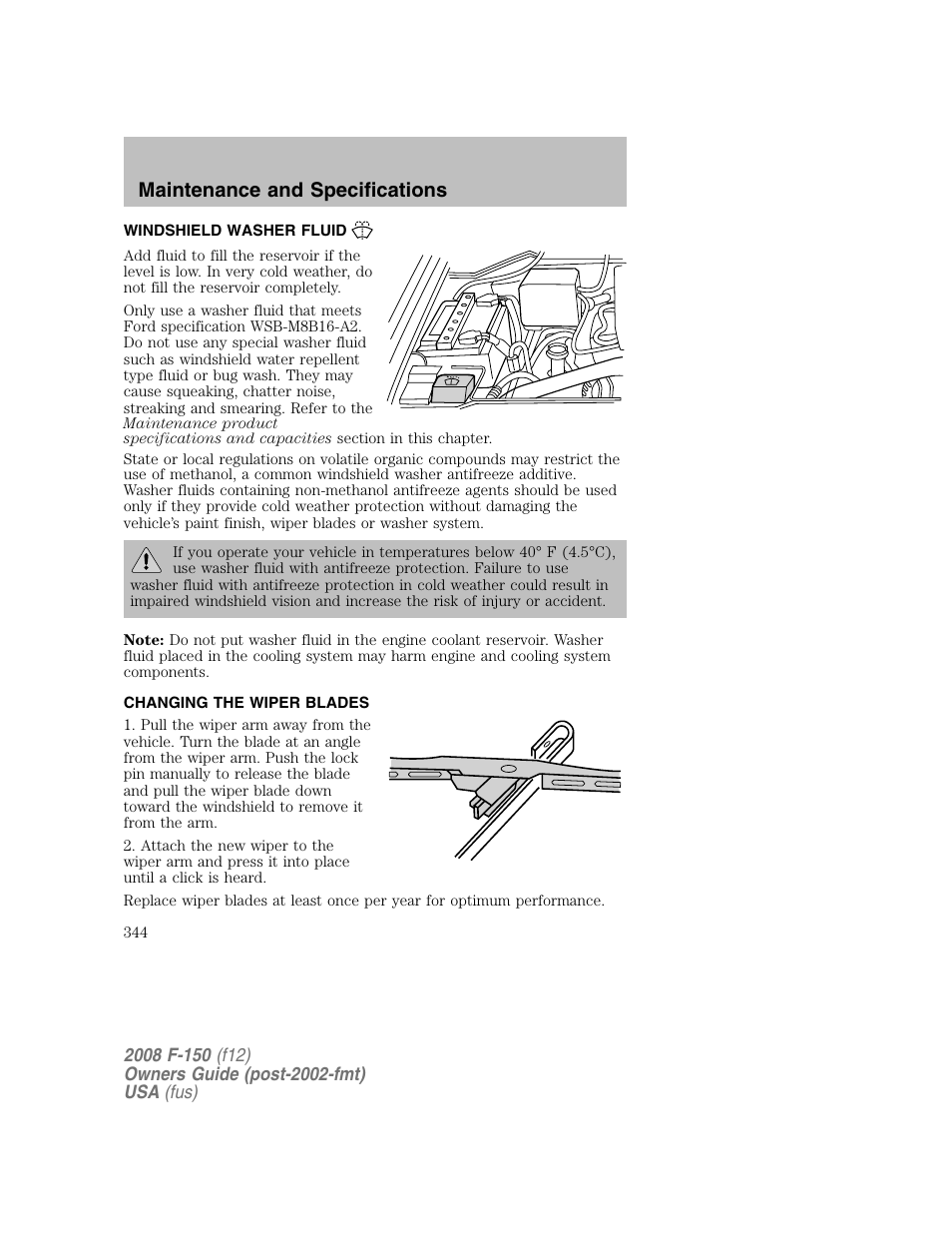 Maintenance and specifications | FORD 2008 F-150 v.1 User Manual | Page 344 / 400