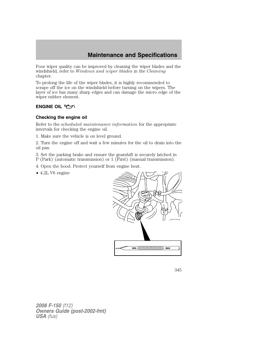 Maintenance and specifications | FORD 2008 F-150 v.1 User Manual | Page 345 / 400