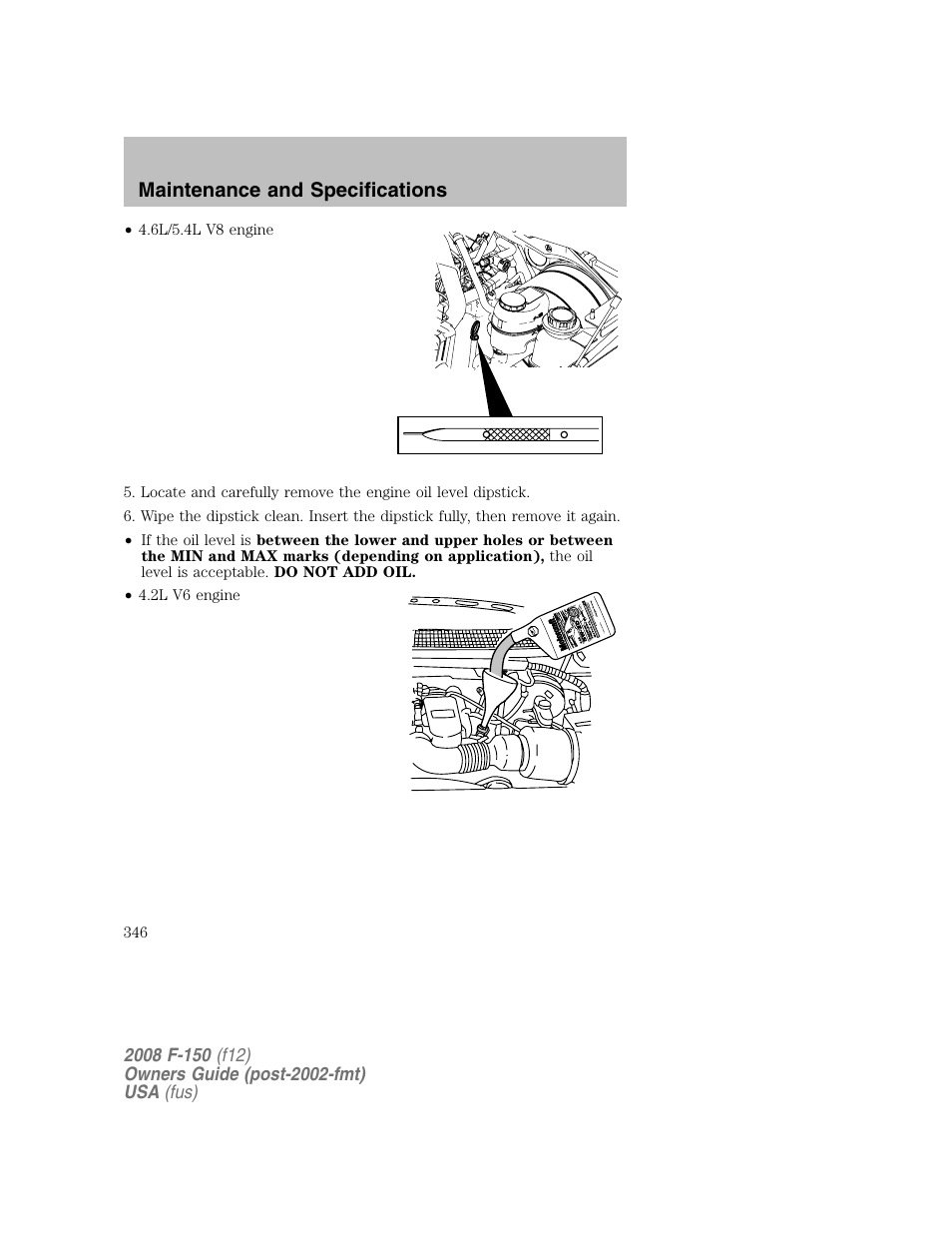 Maintenance and specifications | FORD 2008 F-150 v.1 User Manual | Page 346 / 400