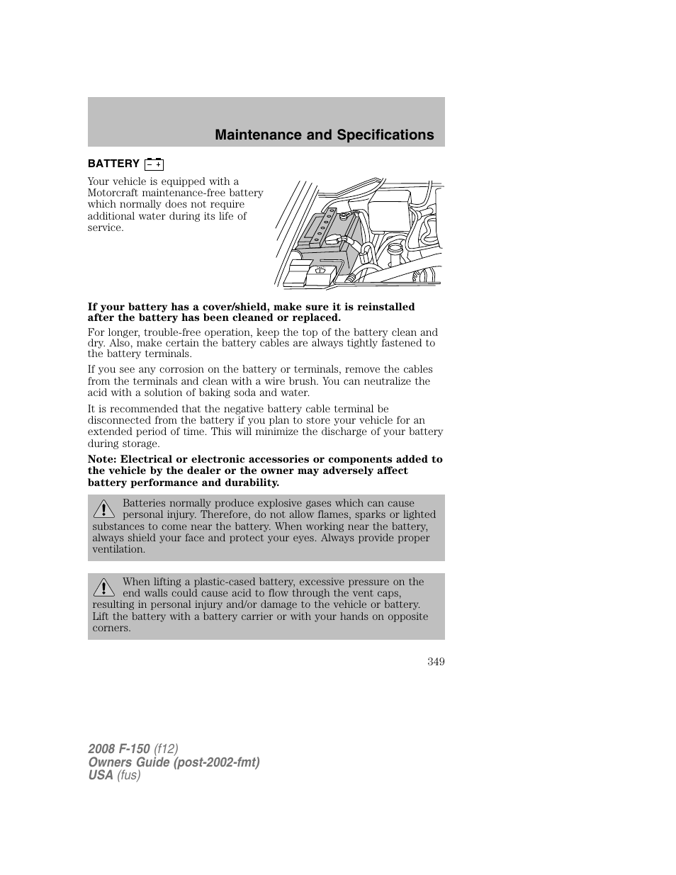Maintenance and specifications | FORD 2008 F-150 v.1 User Manual | Page 349 / 400