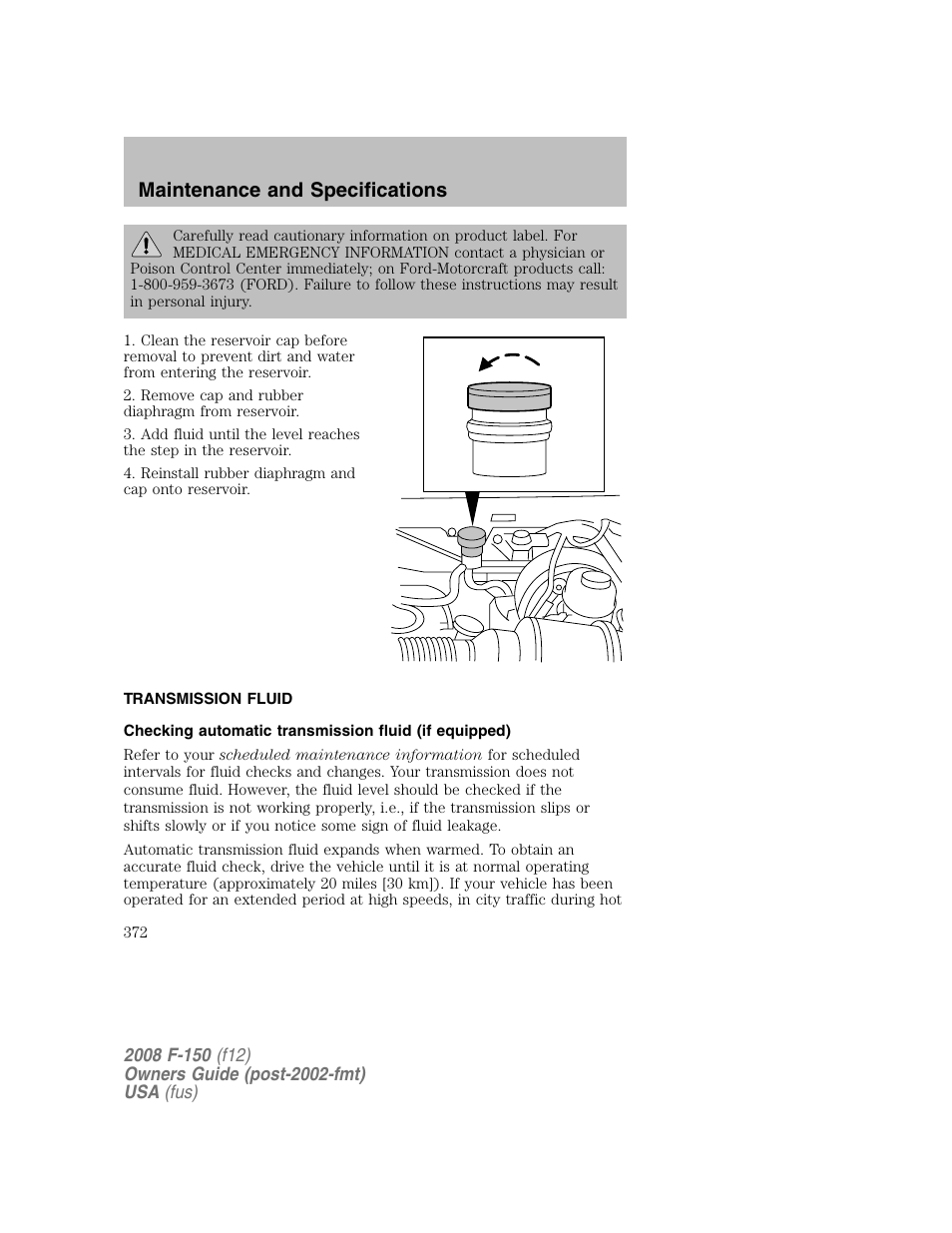 Maintenance and specifications | FORD 2008 F-150 v.1 User Manual | Page 372 / 400