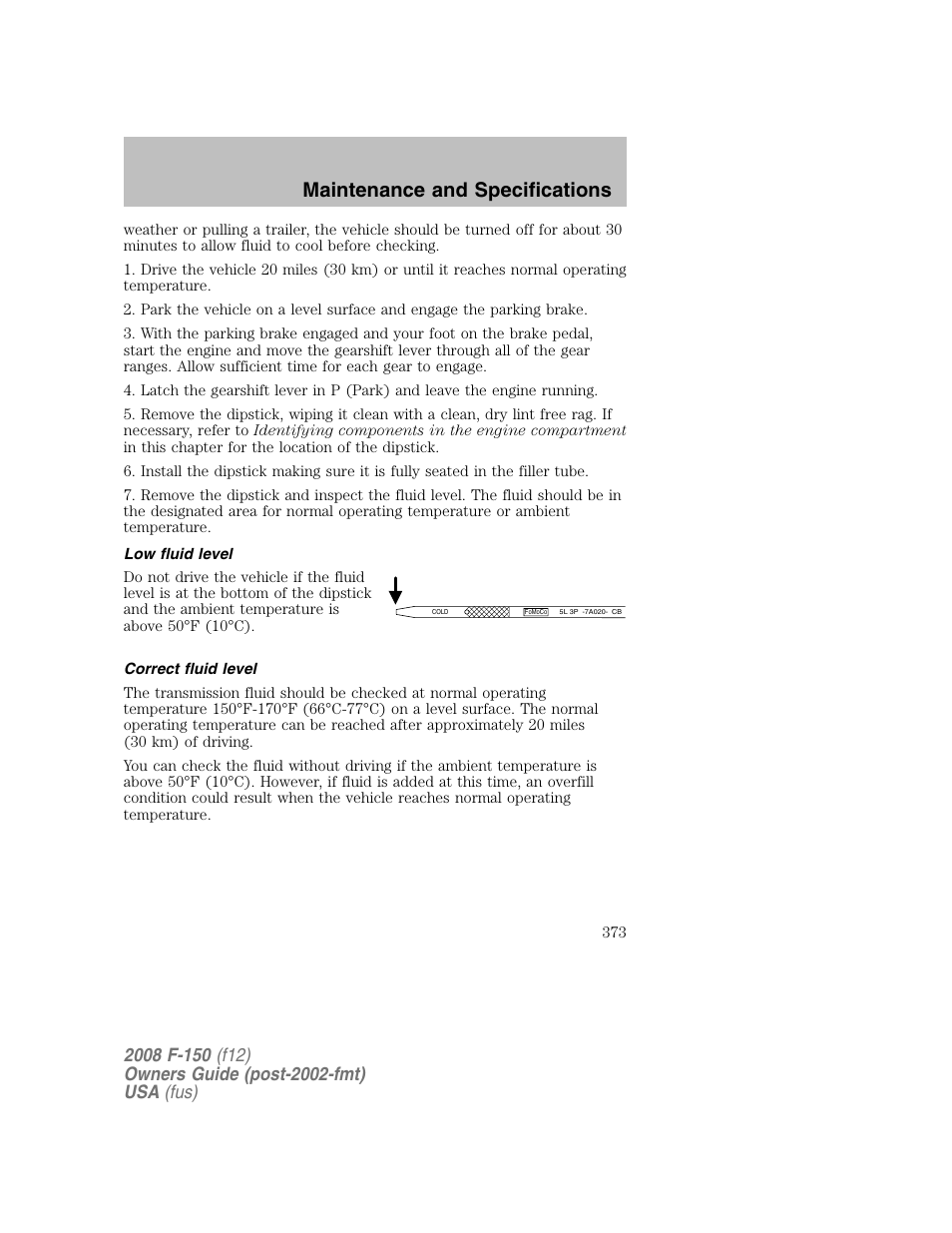 Maintenance and specifications | FORD 2008 F-150 v.1 User Manual | Page 373 / 400